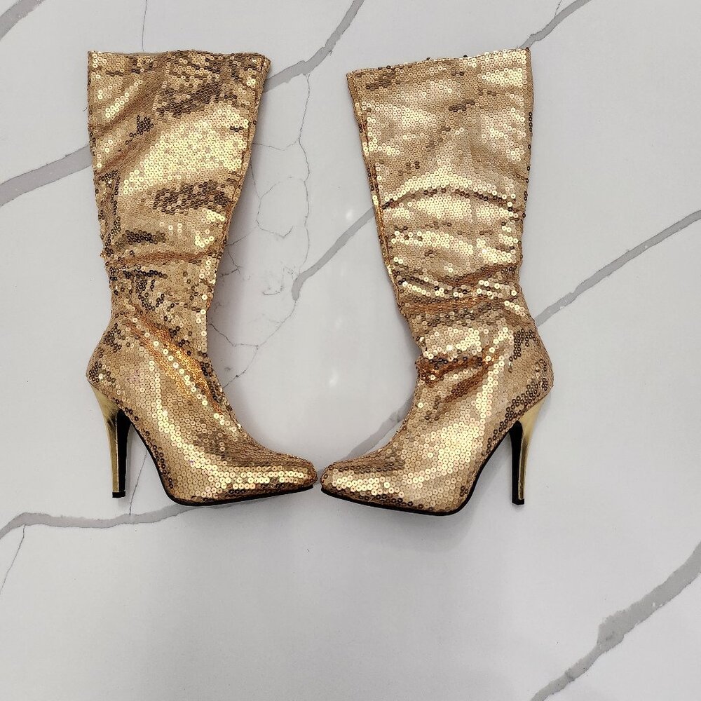 GOLD SEQUIN BOOTS